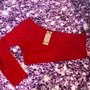 PLUS Red One Sleeved Crop top